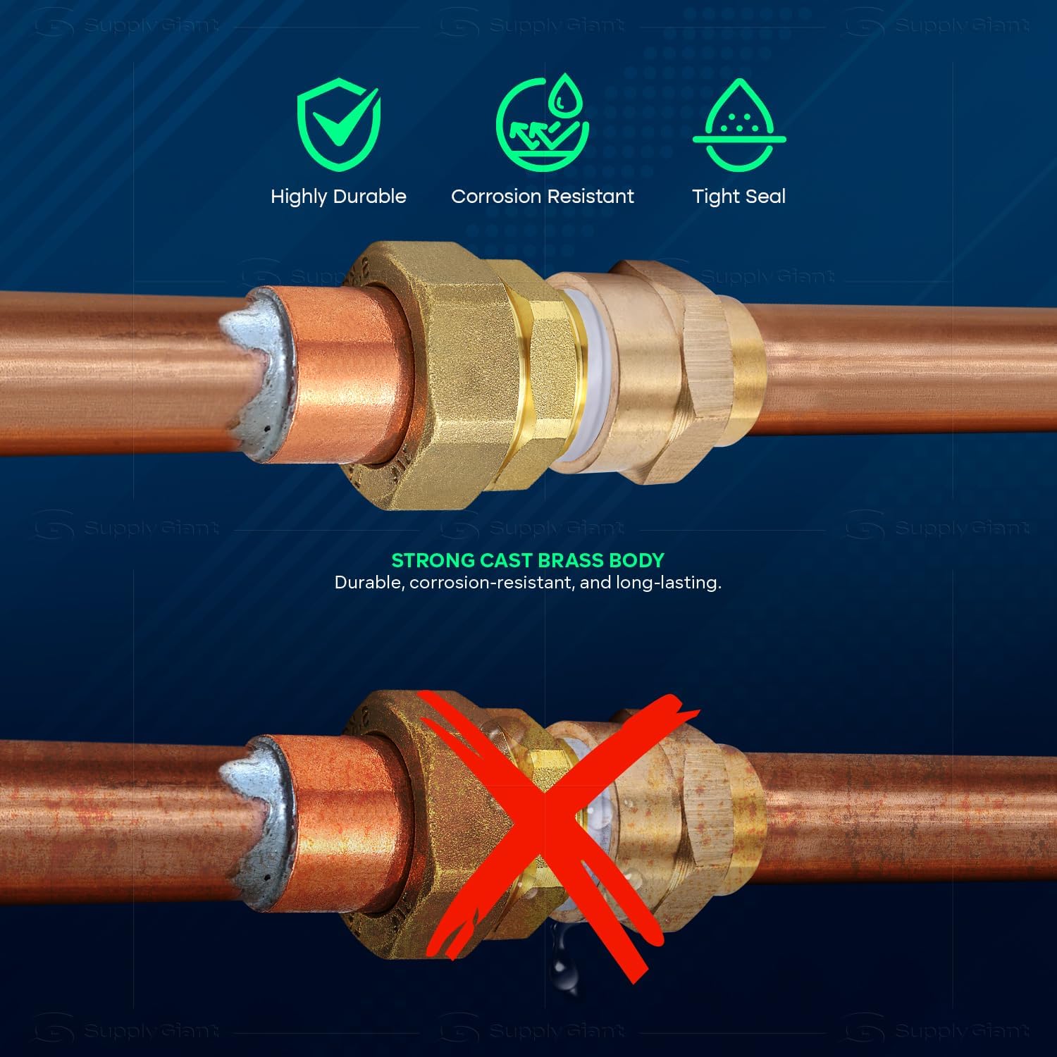Everflow DDNV0114 1-1/4" No Lead Copper Union Fitting with Sweat to Male Threaded Connects