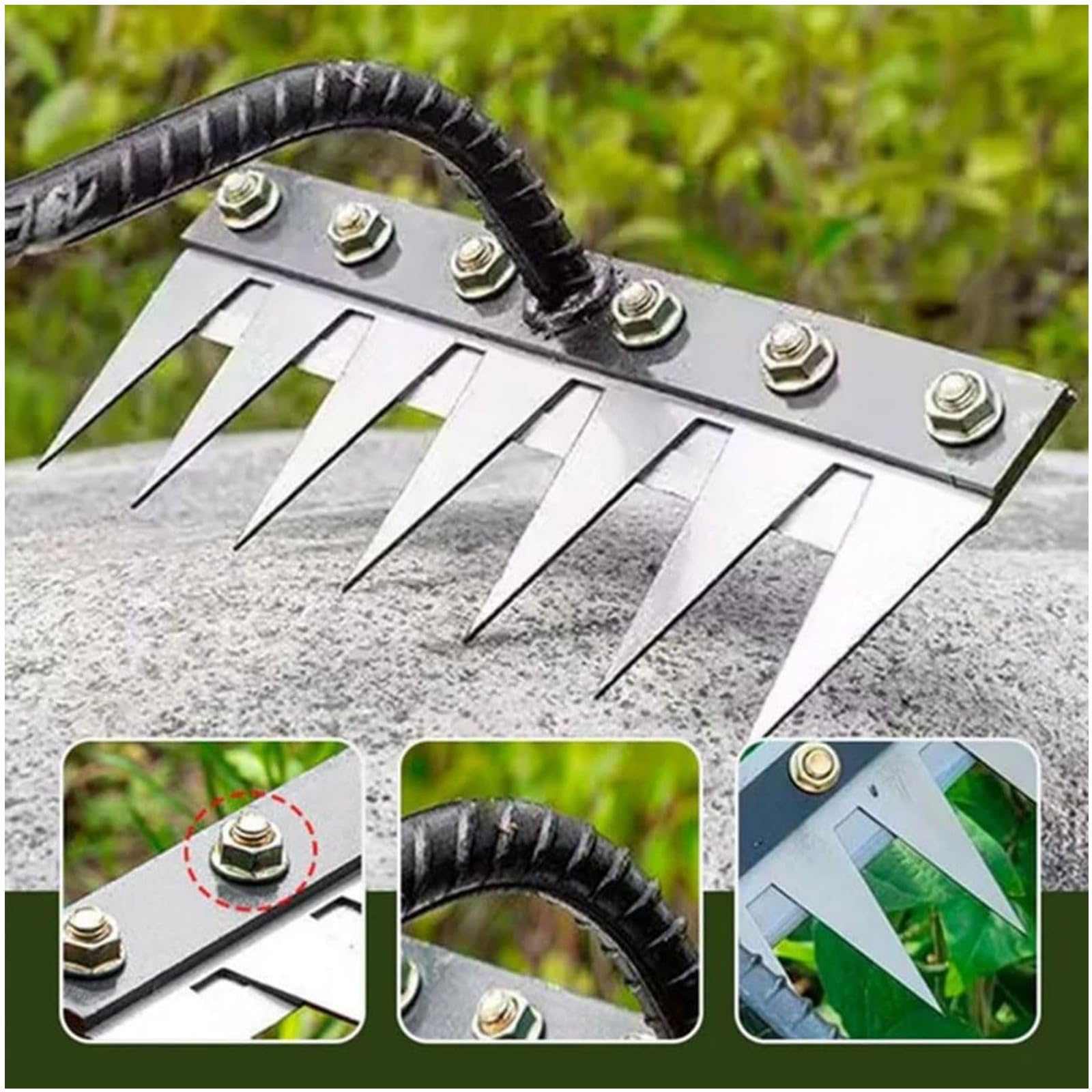 Beed Rake Heavy Duty Weed Rake Gardenia Iron Weeding Rake – 7-Tooth , Carbon ...