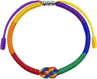 LAMIBEE Pride Infinity Love Wins, LGBTQAI+ Pride Love Wins Tibetan Wrist Wrap Bracelets, With LGBTQ Surfer String Rope Bracelet for Him and Her, Women Men, Support LGBTQ Community