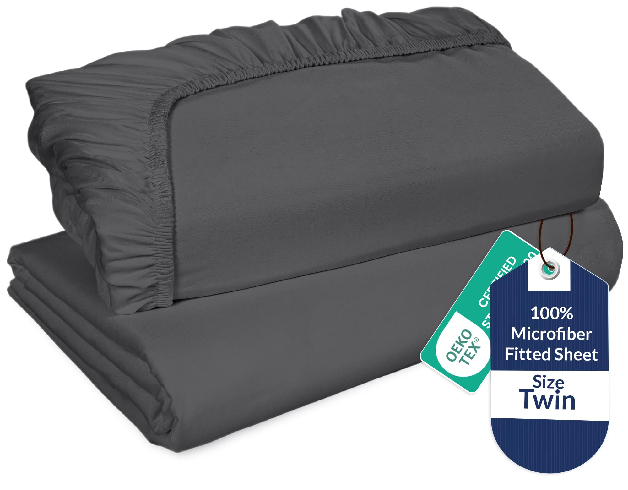 ROYALE LINENS 2er-Pack Spannbettlaken, elastische Spannbettlaken, nur für Doppelbett, weich und atmungsaktiv, gebürstete 1800 Mikrofaser, schmutzabweisend, Hotelqualität, tiefe Tasche dehnbar bis 40,6