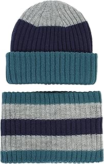 Conjunto de cachecol para meninos e meninas para meninos e meninas para o inverno quente bonito listrado gorro de malha de lã quente de inverno chapéu infantil