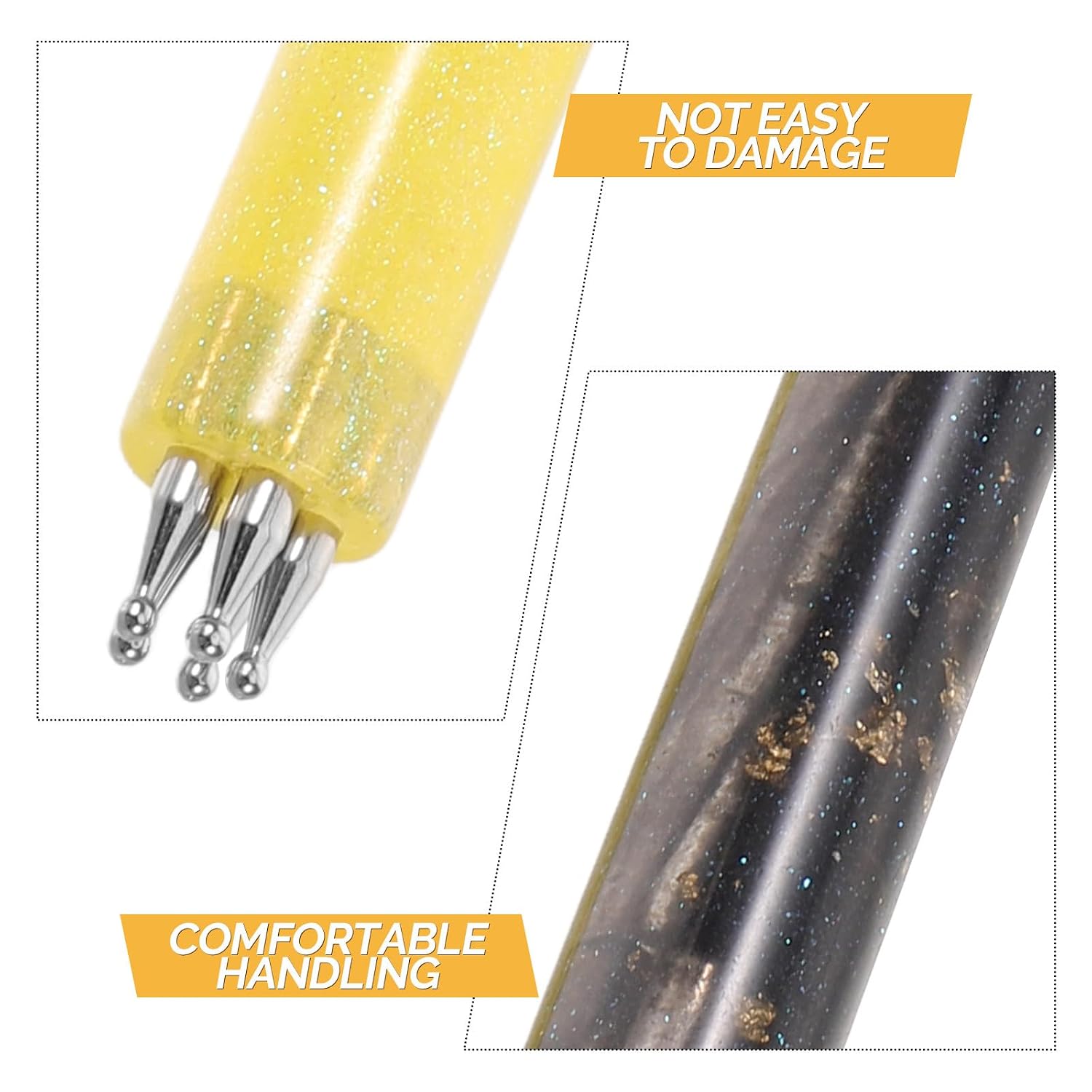 2pcs Flower Nail Dotting Pen: Nail Art Dotting Tools - Flower Design Fine Tip Rhinestone Paint Tool for Tracing Drawing Painting Embossing Sculpting