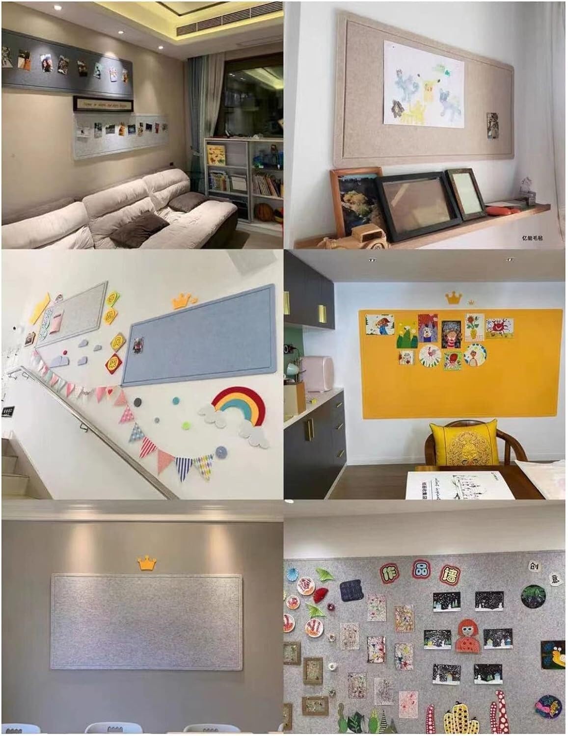 Tablero de corcho de fieltro azul, decoración de pared de sala de estar, aula, oficina, tablón de anuncios de alfiler grueso(Size:80x120cm(31.5x47.2inch))