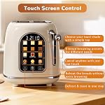 Mecity Retro Toaster 2 Slice, Touch Screen Toaster 120V 825W, Cream Color