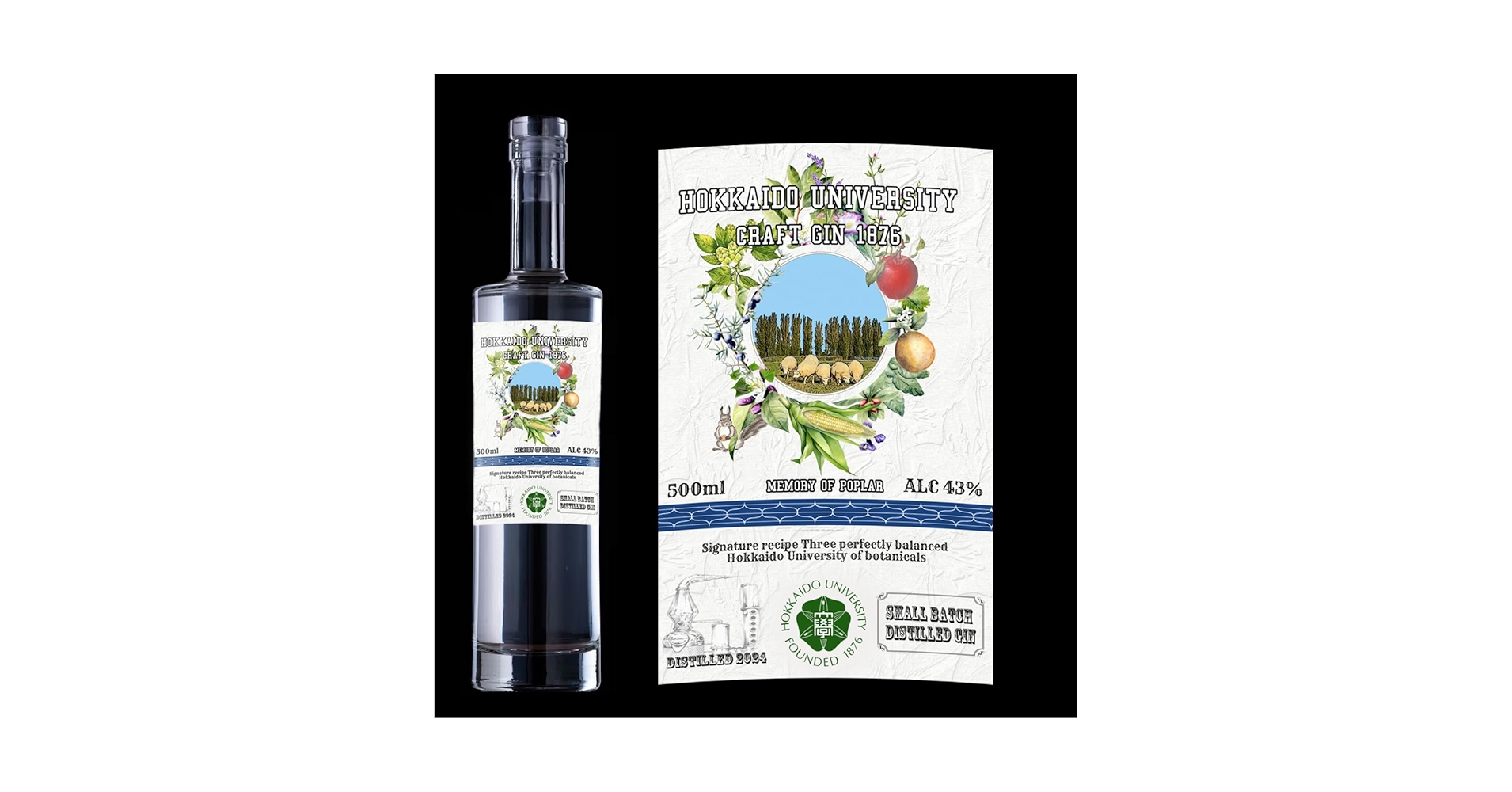 北海道大学クラフトジン 1876 メモリー・オブ・ポプラ 500ml 43% Amazon.co.jp: 北海道大学クラフトジン1876 メモリーオブポプラ