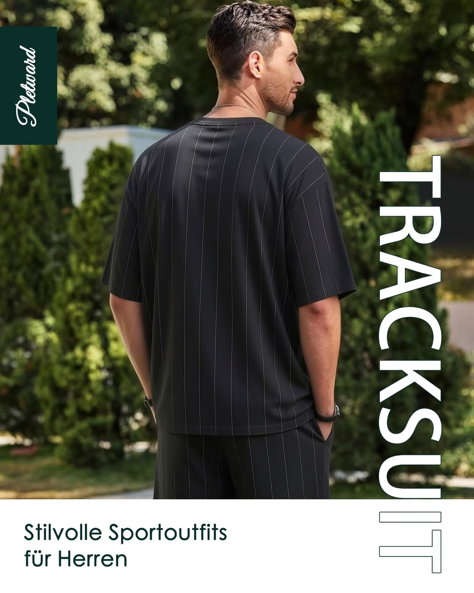 Trainingsanzug Jogginganzug Herren Outfit Komplett Set Stylisch Lockere Passform Zweiteiler Herren Kühlend Sportliches Outfit Sommeranzug Herren Tennis Fitnessstudio Fußball Golf