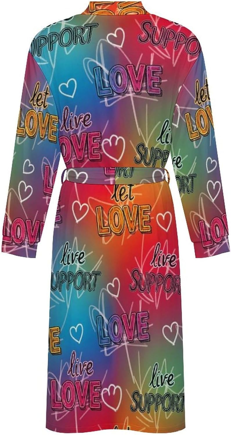 Women's Long Sleeve Robe, Soft Comfortable Loungewear with Belt, Open Front Nightgown for Bedroom, Living Room
