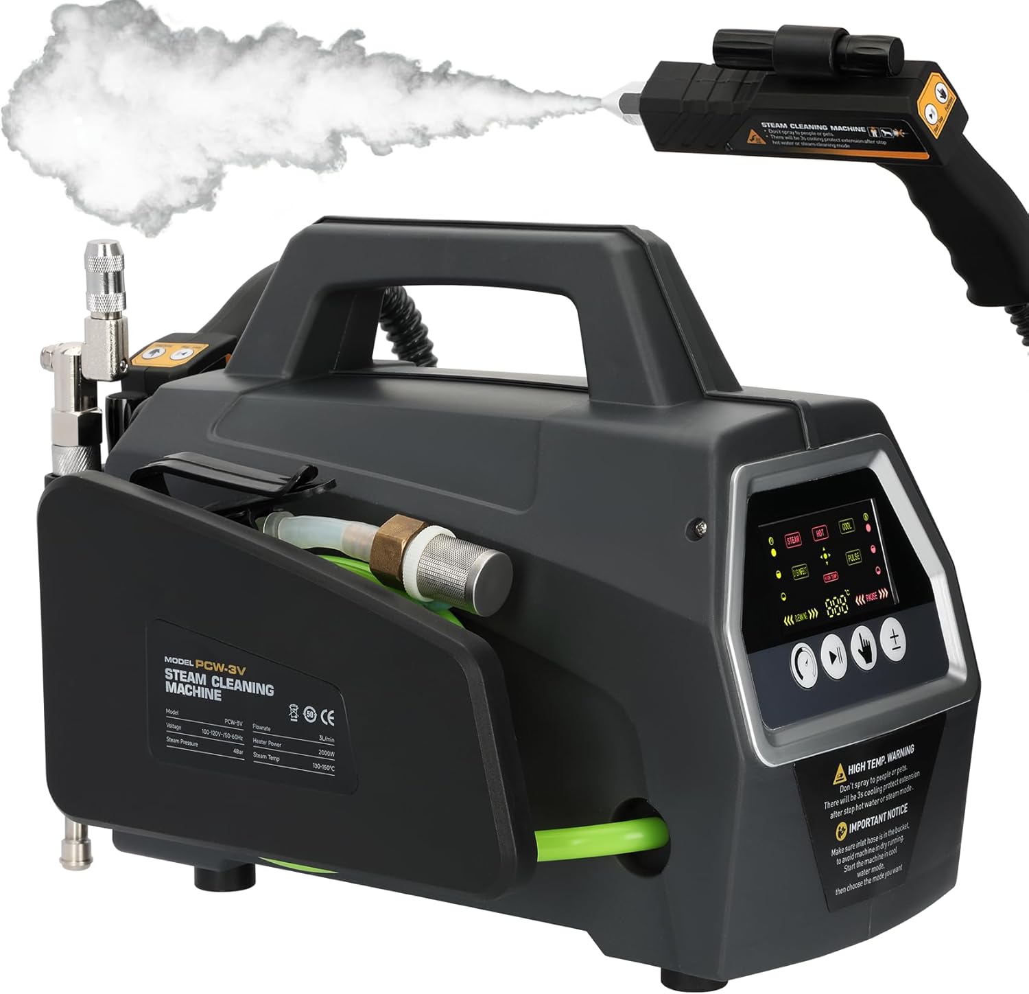 2200W High Pressure Steam Cleaner, Portable Steamer for Cleaning, 5 Cleaning Modes, 30s Fast Heating, 120V, Multi-Purpose Steam Cleaner for Home, HVAC, Grout, Car Detailing, Floor, Upholstery