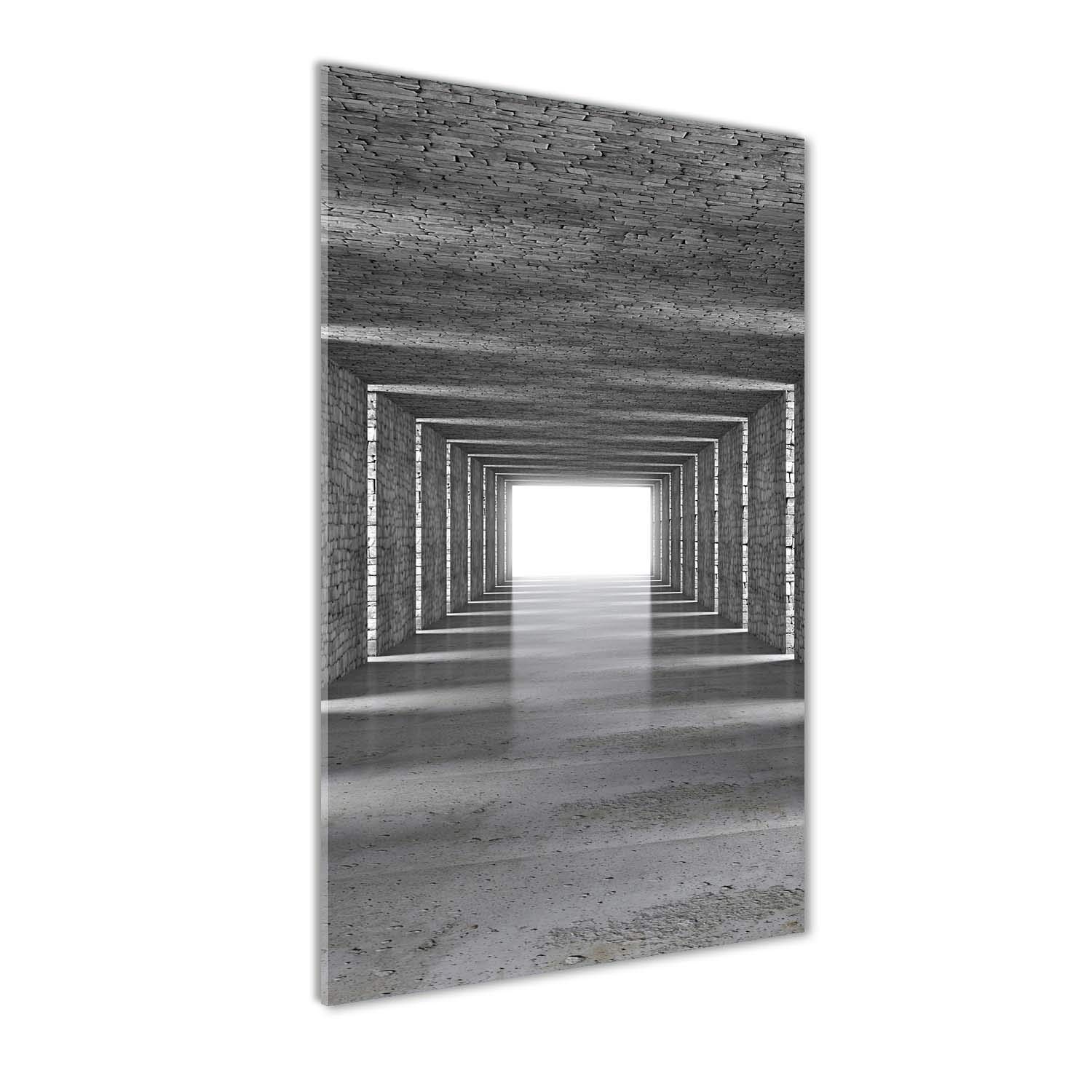 Tunnel de brique gris tableau déco grand format salon cuisine impression sur verre 4mm