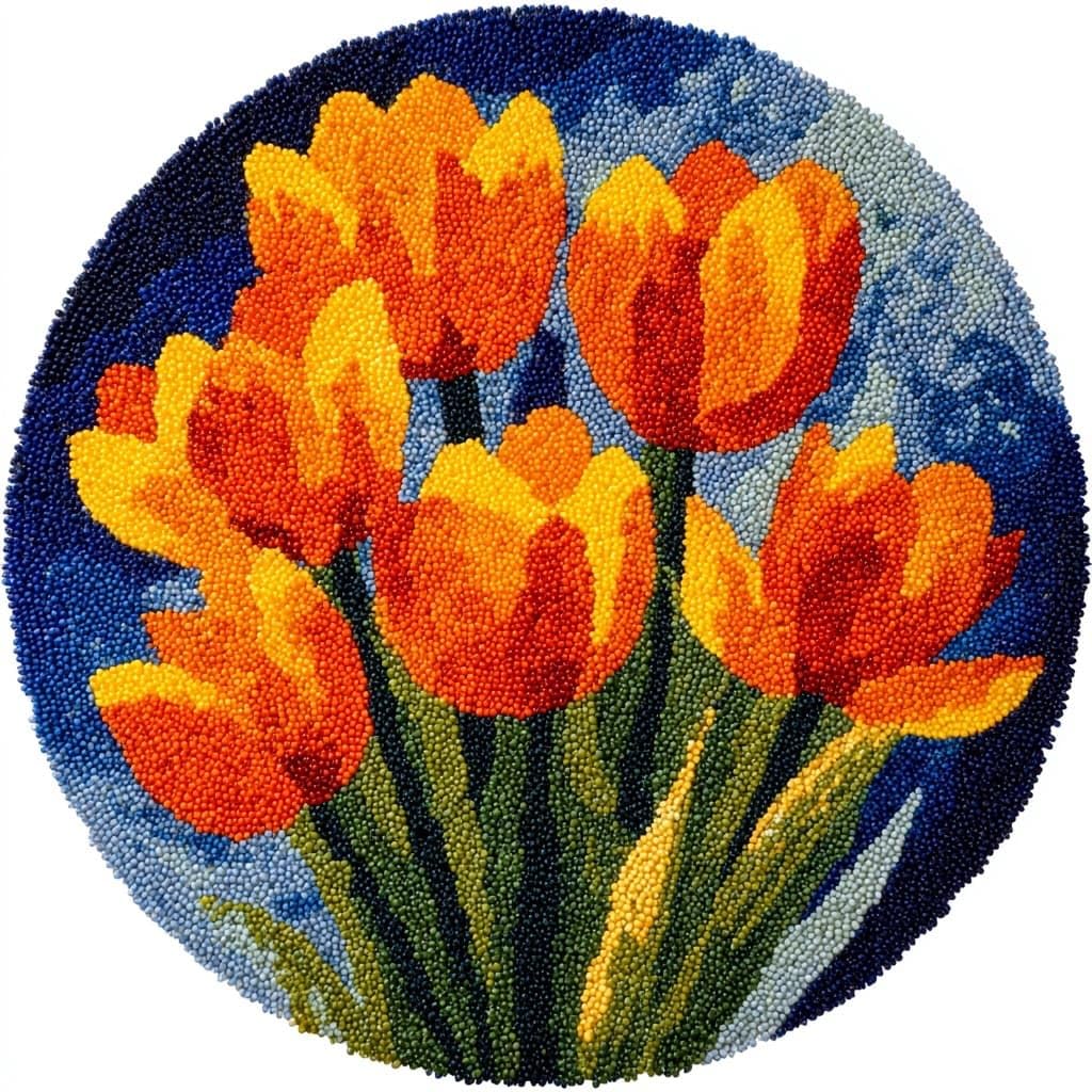 AMBATTERY Latch Hook Rug Kit Latch Hook Kits for Adults,Tulip Flowers
