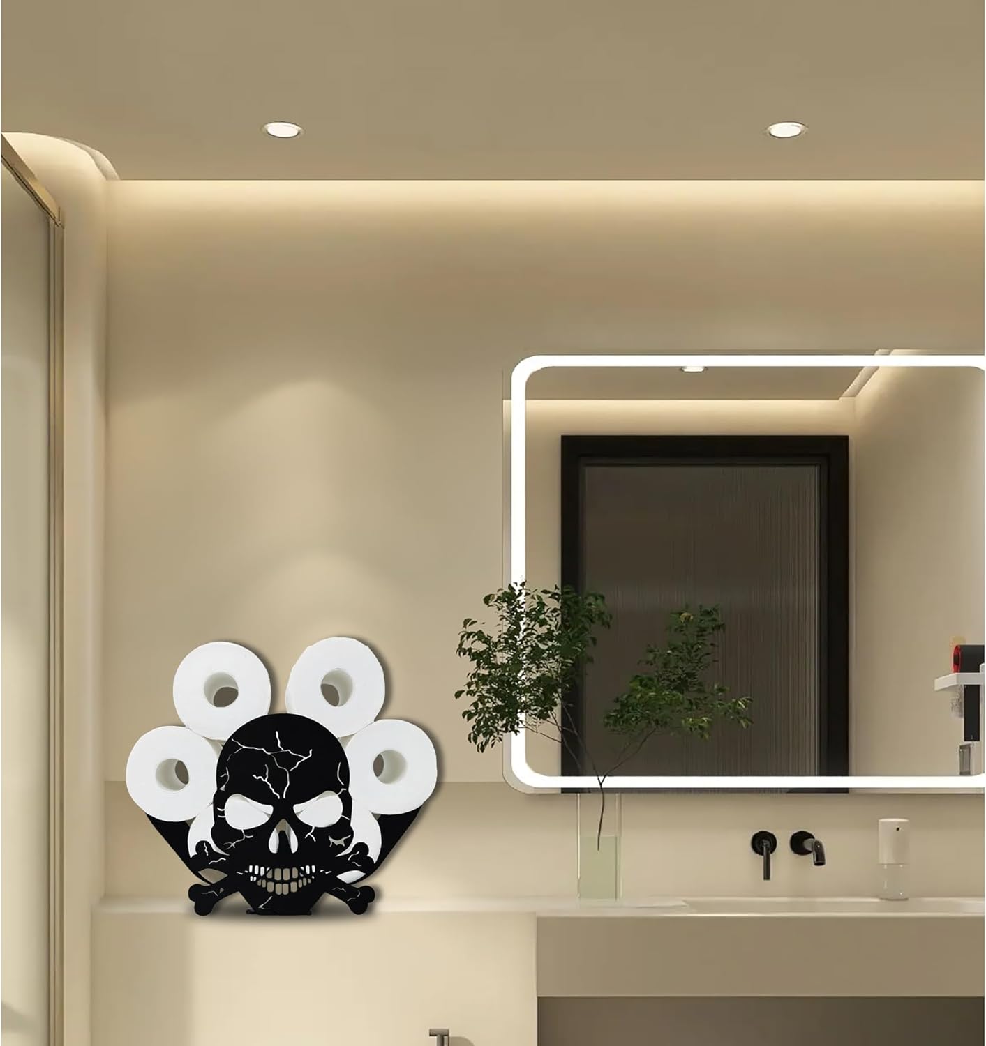 Teaeeno Skull Toilet Paper Holder - Animal Toilet Paper Storage, Funny Bathroom Decor, Metal Holder for Extra 8 Rolls