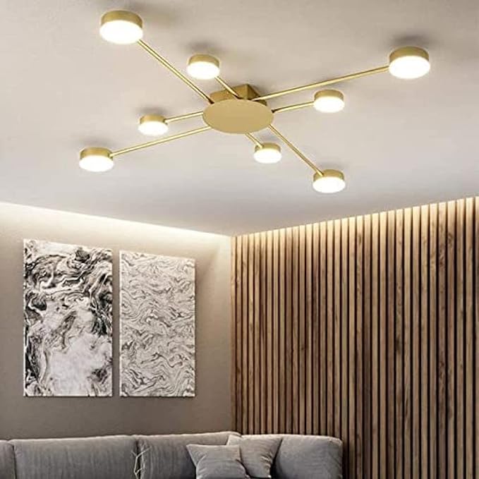 Bor LED Woonkamer Verlichting Plafondlamp, Creatieve Moderne Stijl Ijzeren Kroonluchter Lamphouder Voor Slaapkamer Eetkamer Woonkamer Lamp Kinderkamer Plafondverlichting,Goud,16 Koppen,YUYANAIAI