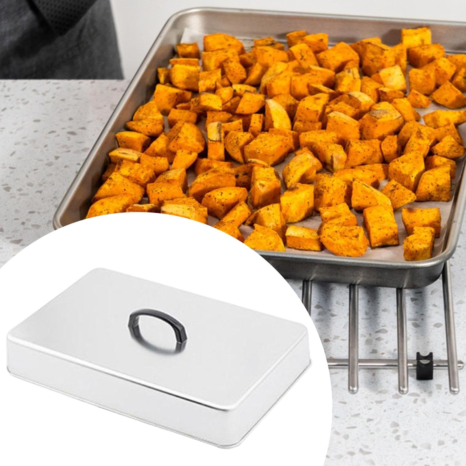 Couvercle de Cuisson pour Hamburger, Cloche Plancha En Acier Inoxydable, Cloche de Cuisson pour Plancha, Dôme de Fonte de Fromage Polyvalent, pour Steaks, Sandwichs Teppanyaki, 43.5 X 28.3 X 6.6 Cm