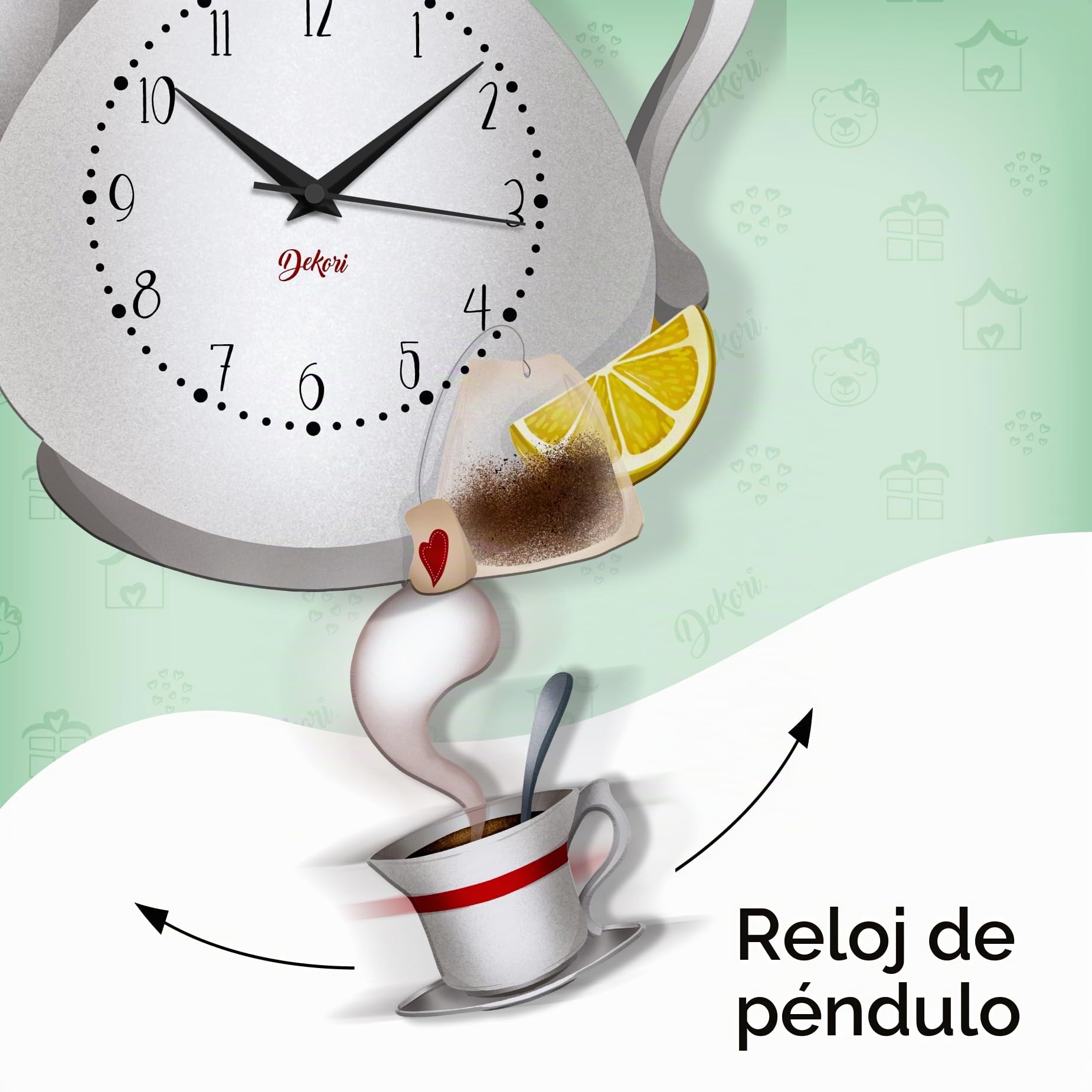 Reloj de pared de cocina de madera con péndulo oscilante, reloj decorativo silencioso, diseño natural para cocina, salón, casa