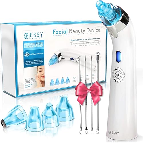 Essy Blackhead Remover & Pore Vacuum Cleaner for Face, Pimple Extractor & Skin Care Tool, Blackhead Remover for Nose Pore Extraction, Facial Tools to Pimple Sucker, Whitehead Vacuum Clean (Blue)