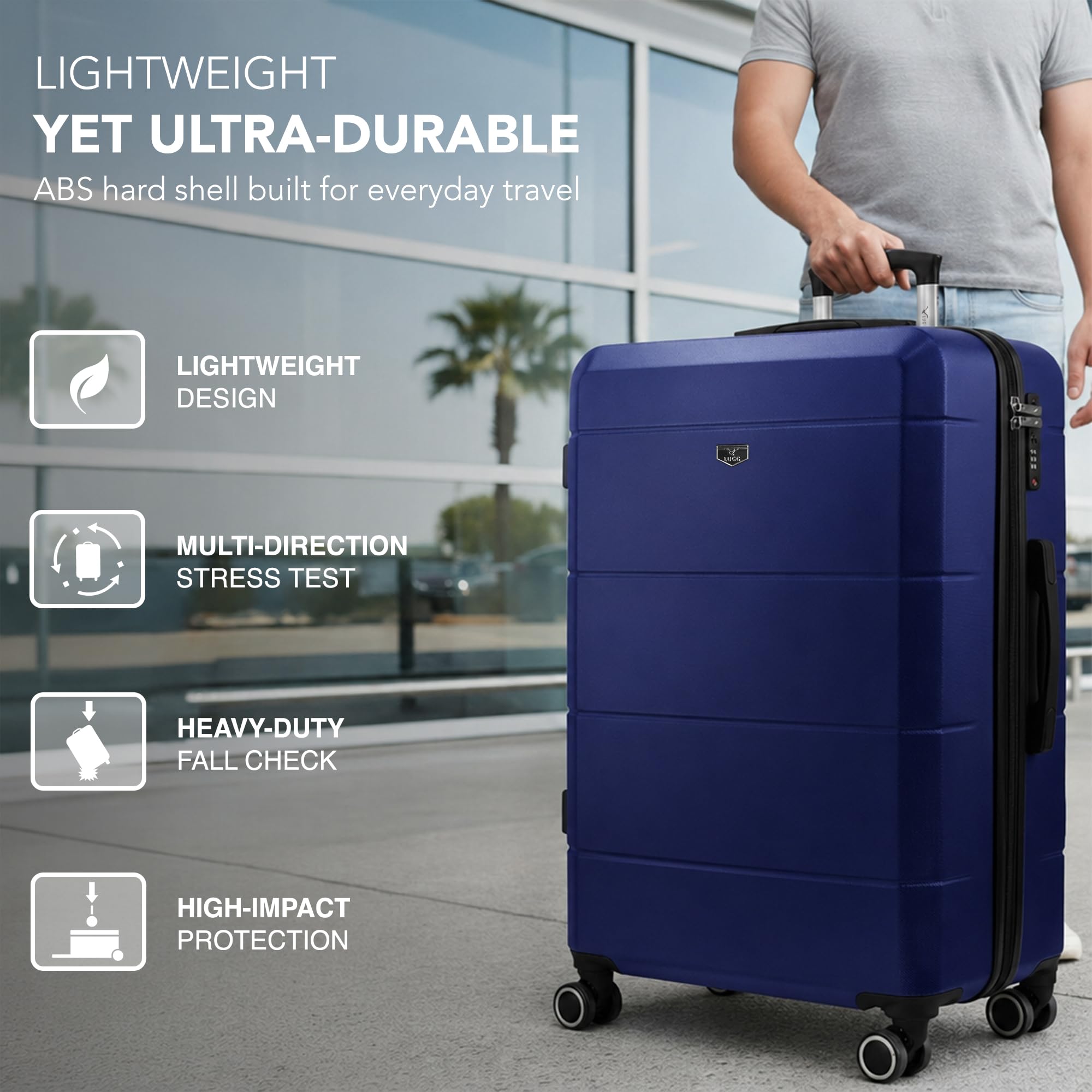 LUGG - Jetset 40cm Suitcase - 40x30x20cm- Ryanair Compatible - Underseat Size - Hard Shell ABS - Spinner & Removable Wheels - Lightweight Travel Luggage- Cream/Brown — view 253