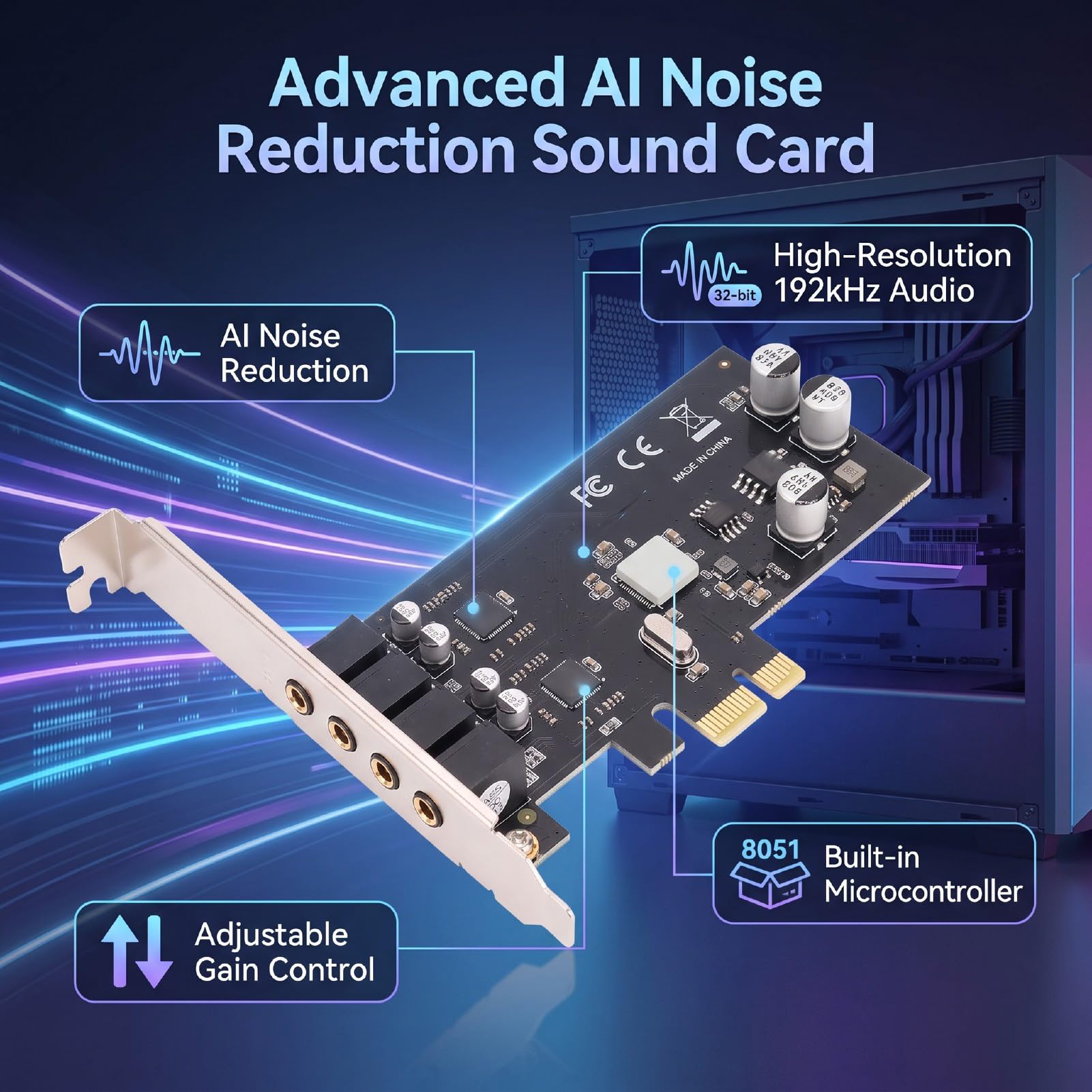 Zunate Scheda PCIe a 2 con Riduzione del Rumore AI