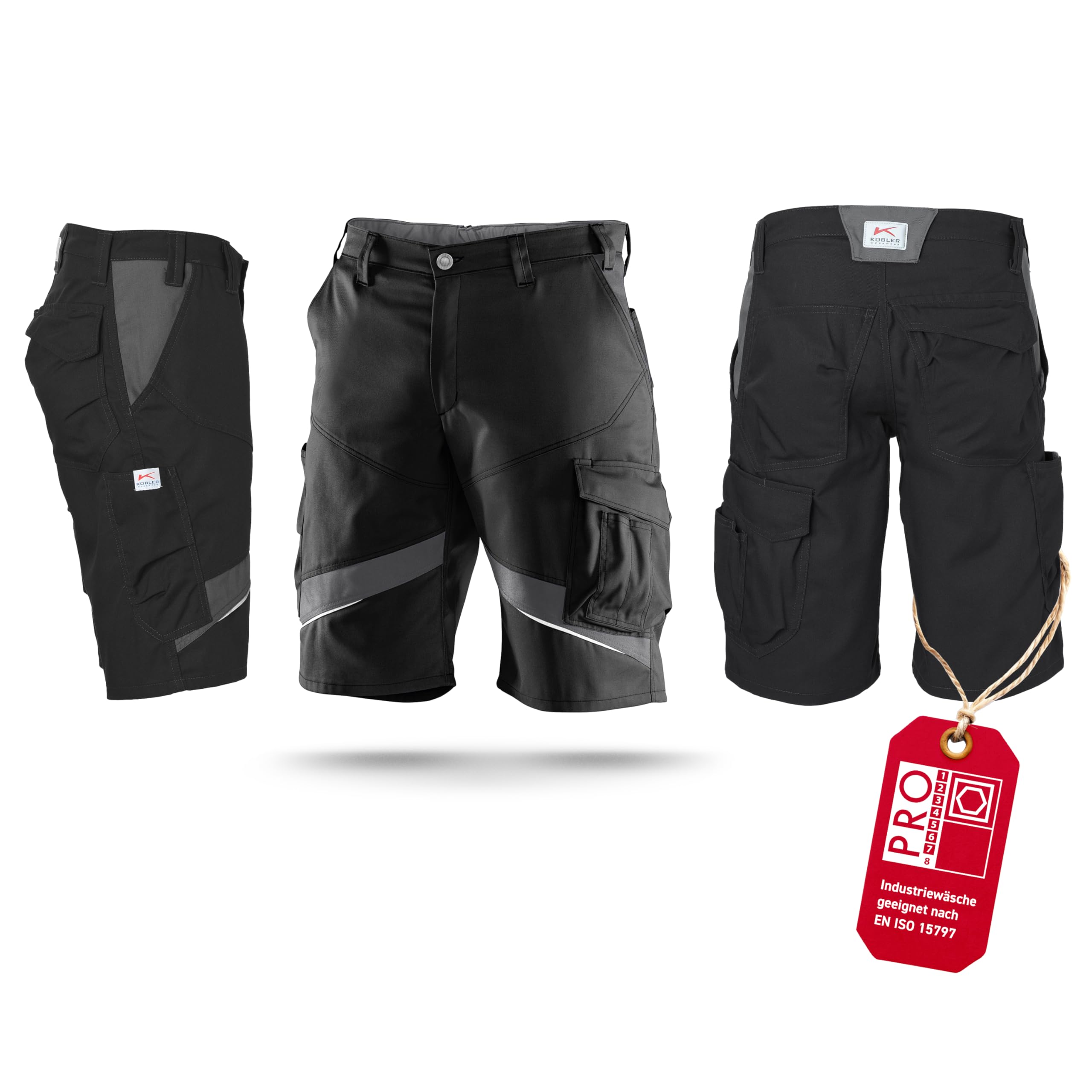 KÜBLER Workwear | KÜBLER ACTIVIQ Arbeitsshorts | Schwarz/Anthrazit | Größe 42