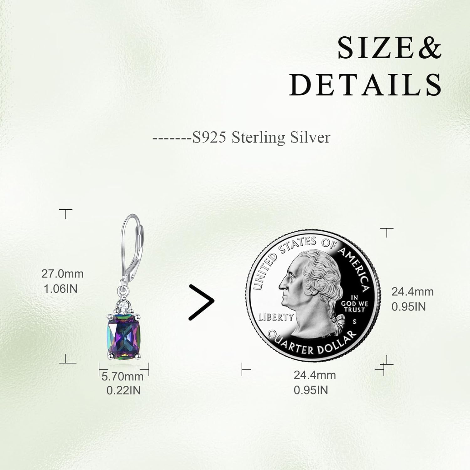 VONALA Austrian Crystal Halo Square Drop Dangle Earrings 925 Sterling Silver Mystic Topaz Dangling Leverback Earrings Jewelry Christmas Birthday Gifts for Women - Image 5