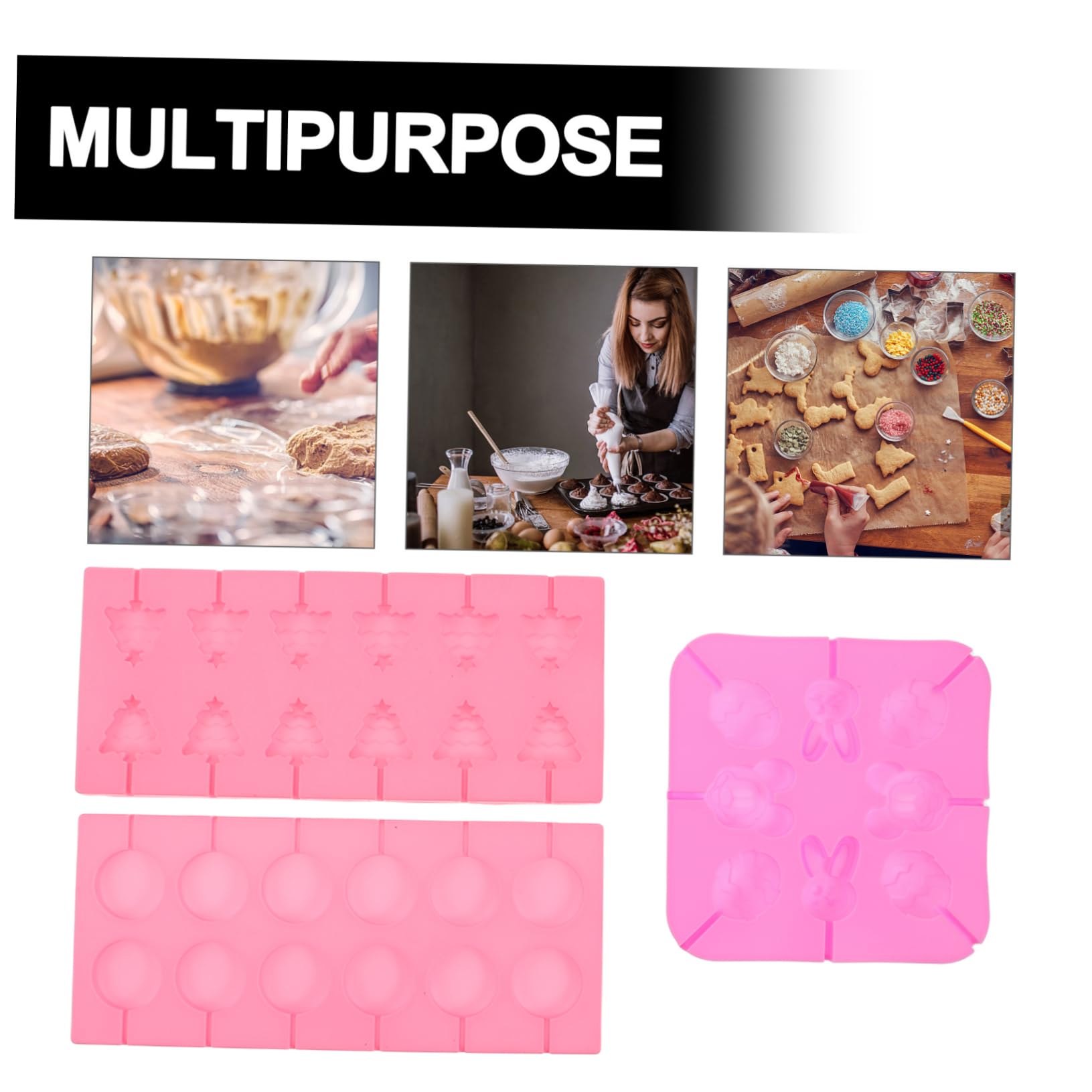 Moule Silicone de Noël pour Sucettes et Bonbons Durs Chaleur pour Diy Chocolat Glaçons et Gelées Outil Polyvalent pour Famille