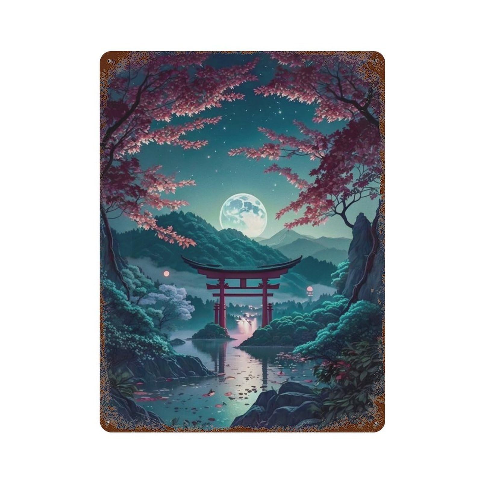 Red Cherry Blossoms Leak Rustic Tin Plaque 15.7"x11.8", Ideal for Shed, Workshop And Garage Wall Decor