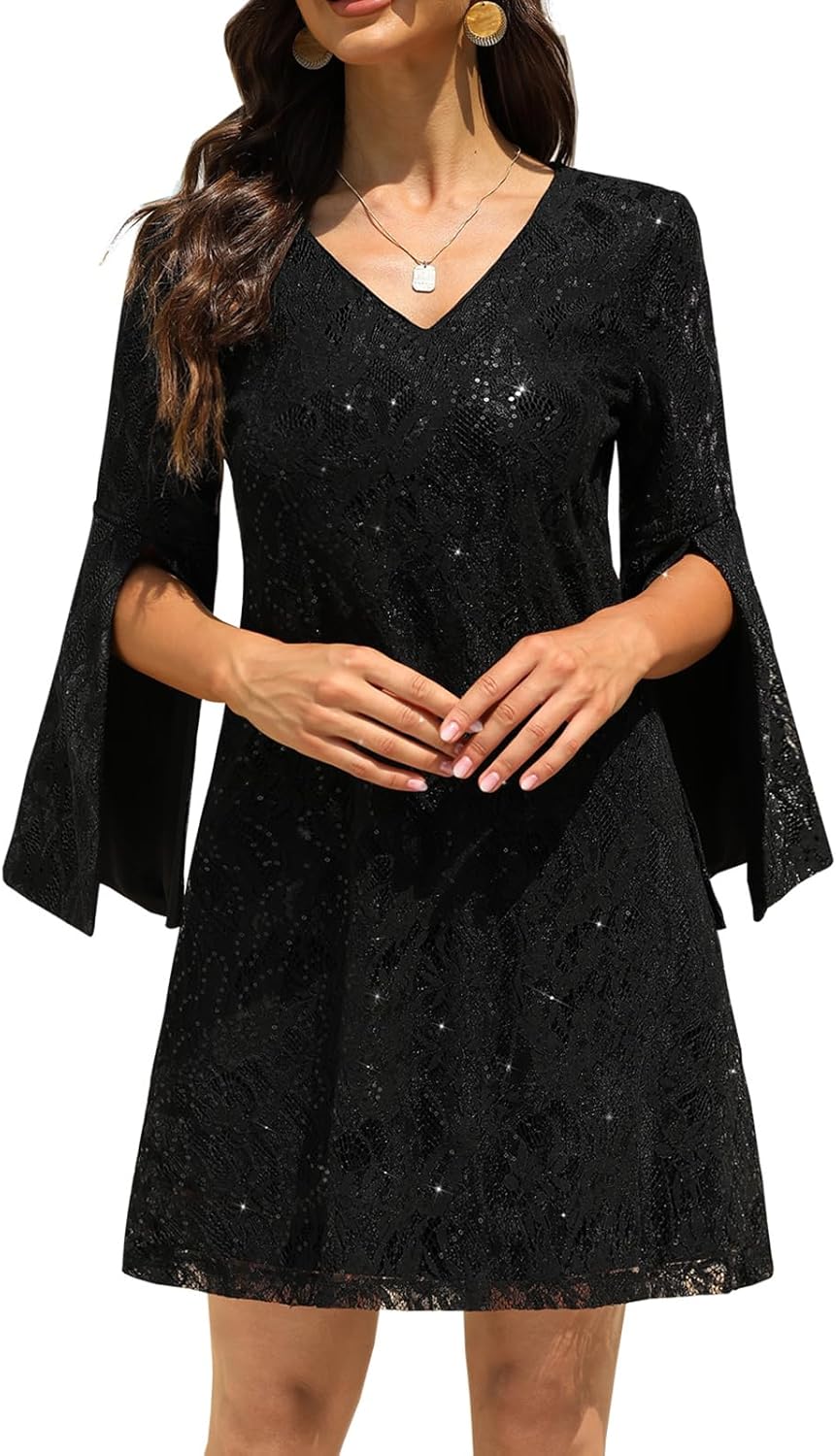 Wedding Guest Cocktail & Formal Dresses for Women - Lace Sequin Prom Evening Dress - Image 7