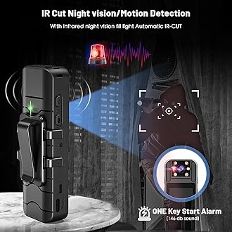 Body Camera with 1.4” Screen Audio and Auto Video Night Vision 1440P UHD Mini Police Wearable Body Worn Cam Portable Small Personal Camcorder Sport Action Outdoor Video Recorder (2K-128GB)