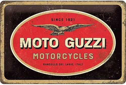 Nostalgic-Art Letrero retro de hojalata, 7.9 x 11.8 pulgadas, Moto Guzzi Logo Motocicletas Idea de regalo para los fanáticos de las motocicletas,