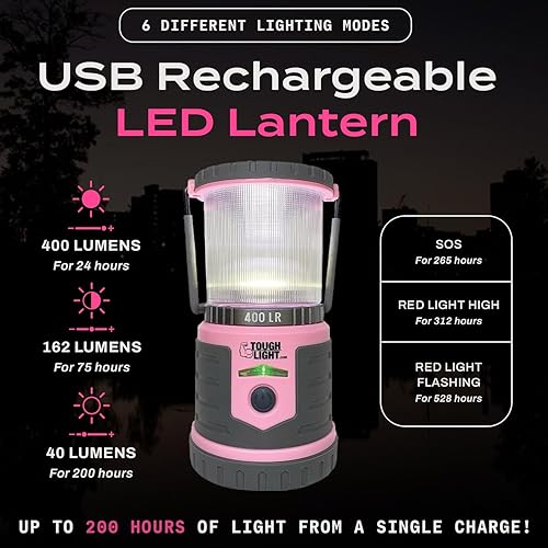 Miniatura 2 de Linterna de campamento recargable por USB, linterna LED de 400 lúmenes, lámpara colgante para tienda, banco de energía de 6000 mAh, 200 horas, 6