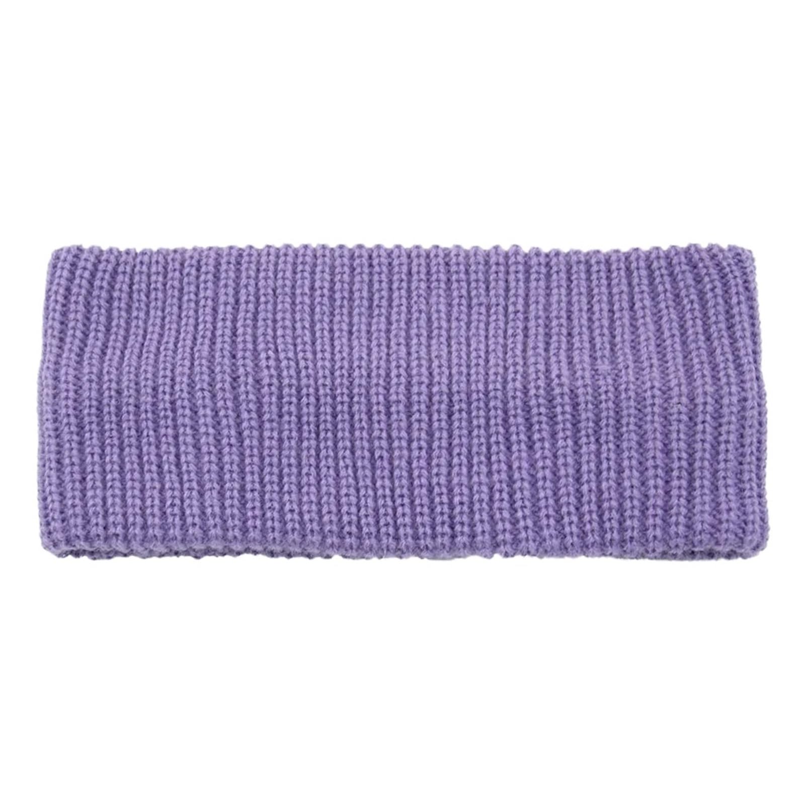 Stirnband 3PCS Einfache Feste Farbe Gestrickt Breiten Stirnband Frauen Sport Haarbänder Vertikale Gestreiften Kopf Abdeckung Winter Ohr Wärmer Winter Stirnband(Purple A)