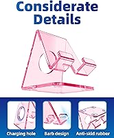 Vista 5 de TOPGO Acrylic Cell Phone Stand, Clear Phone Holder for Office Desk, Vanity, Kitchen Counter, Bedside Table, Compatible with iPhone 17 16 15 14 13 12