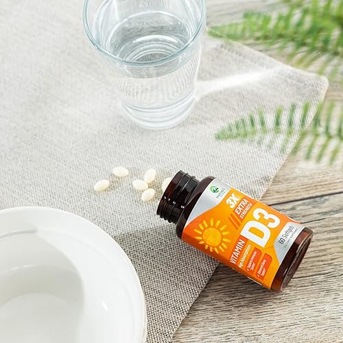 Miniatura 9 de Vitamina D3 Cápsulas blandas de 5000 UI (125 mcg) – Suplemento dietético de vitaminas D-3 extra fuertes para huesos, dientes, salud muscular y apoyo