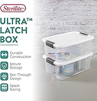 Vista 2 de Sterilite paquete de 6 cajas Ultra con pestillo, contenedores de almacenamiento con tapas, plástico transparente, 18 cuartos de galón - Contenedores