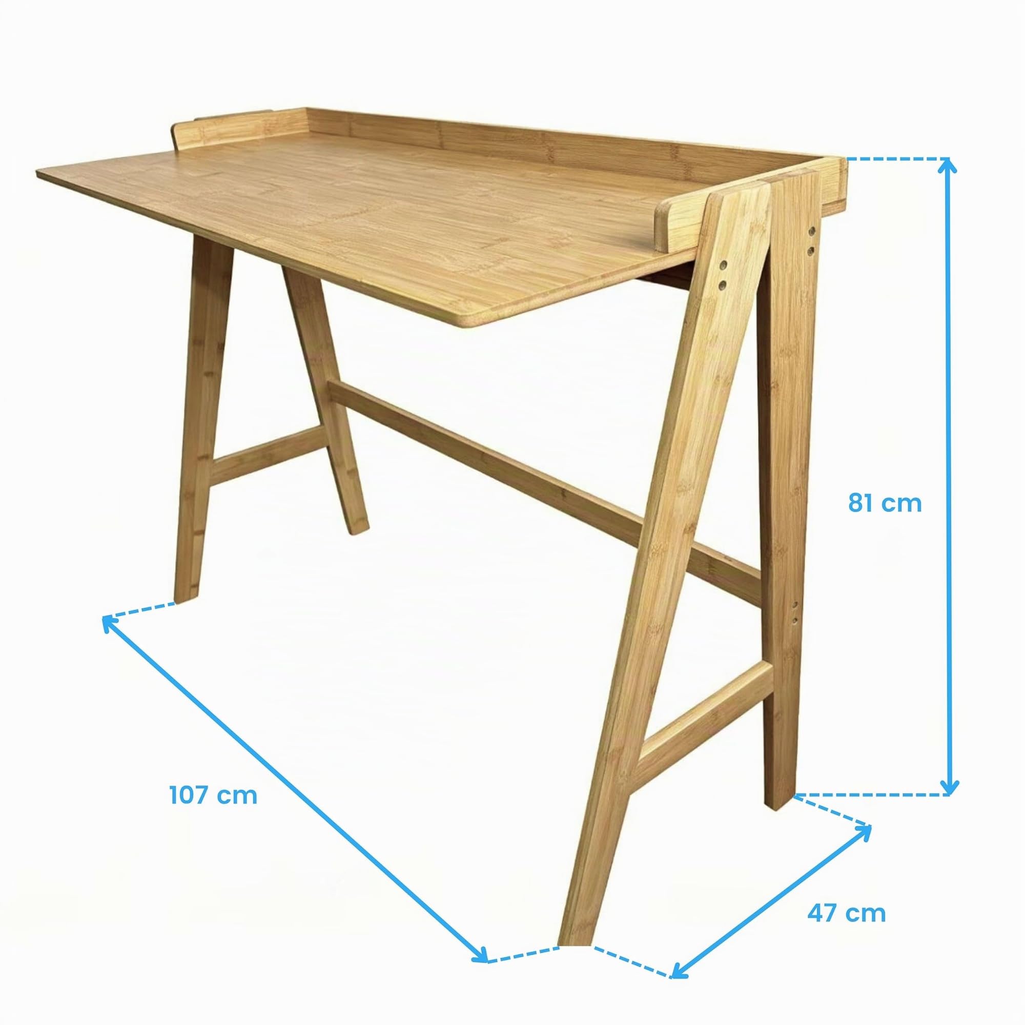 Miroytengo Escritorio de Estudio Take Marrón Bambú, Mesa de Ordenador Marrón 107x81x47 cm