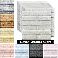 Vista 6 de ECYC Ltd 10 paneles de pared de ladrillo 3D de 11.81 x 11.81 pulgadas, autoadhesivos, papel tapiz impermeable extraíble para sala de estar, 03