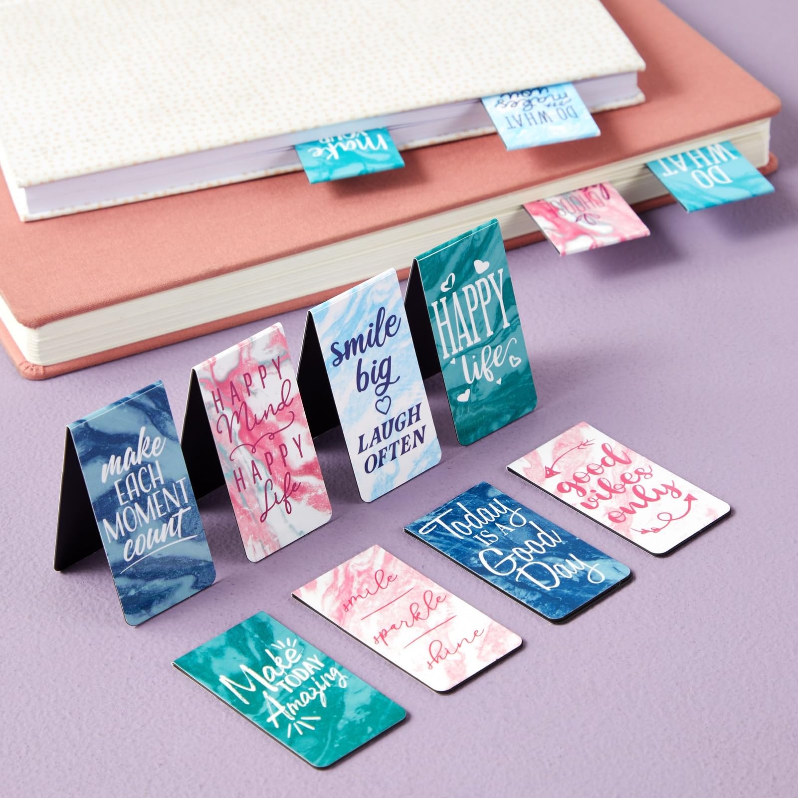 12 Pack Magnetic Bookmarks for Women - Inspirational Book Markers for Reading, Book Accessories (Marble) - Image 4