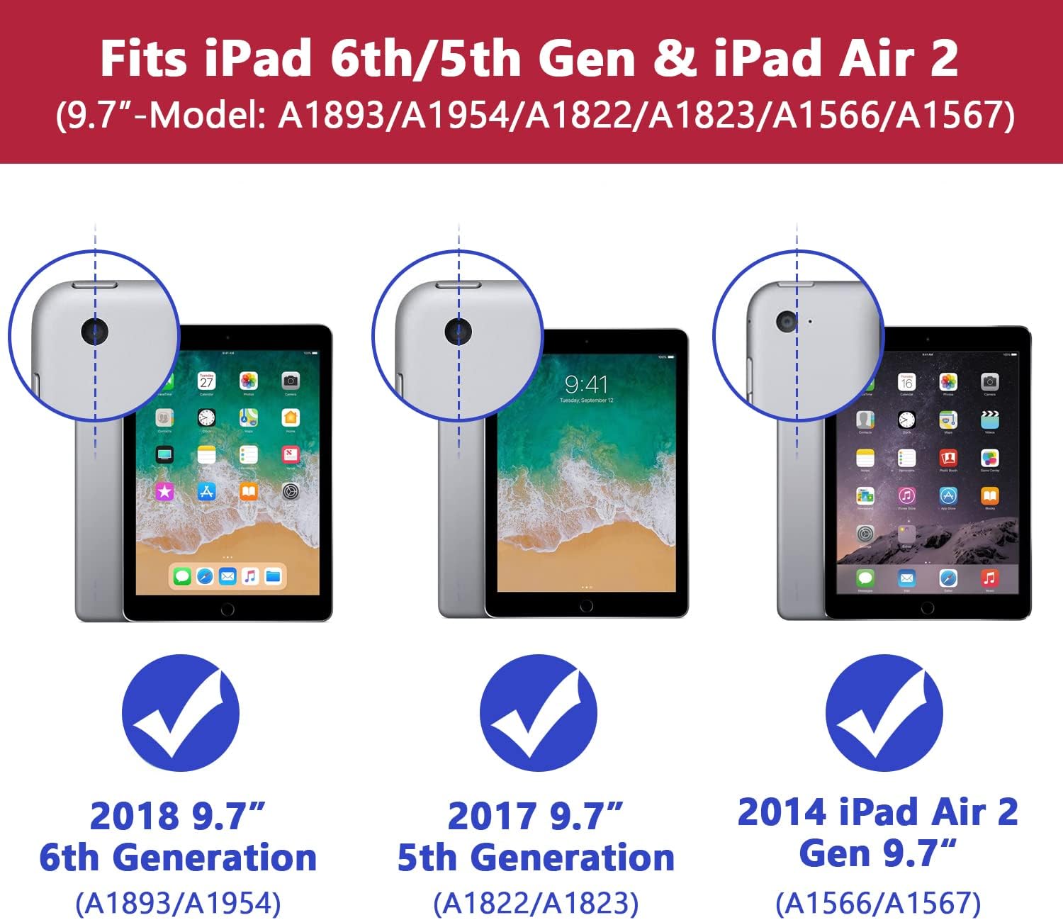 Grifobes for iPad 6th/5th Generation Cases 2018/2017, iPad Air 2 Case 2014 9.7 inch - Image 3