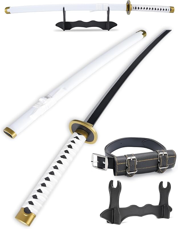 Katana Sword - 41 inches Katana Replica with Holster Belt and Display Stand - Sword with Authentic Design