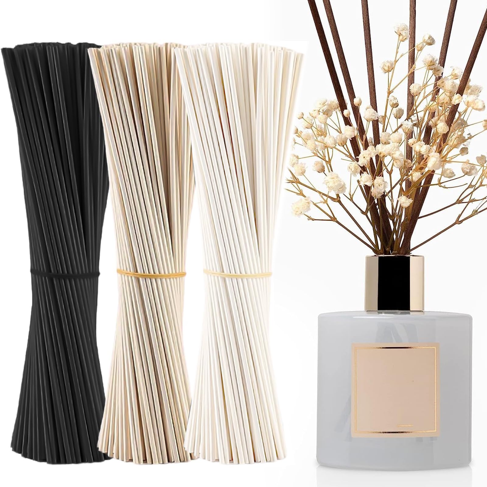 90 Pcs Reed Diffuser Sticks 30cm X 3mm, Reeds For Diffusers, Three Color Wooden,Suitable Various Essential Oils Chamomile Diffuser Sticks, Aromatherapy Home Fragrance, Fibre Reeds For Diffusers