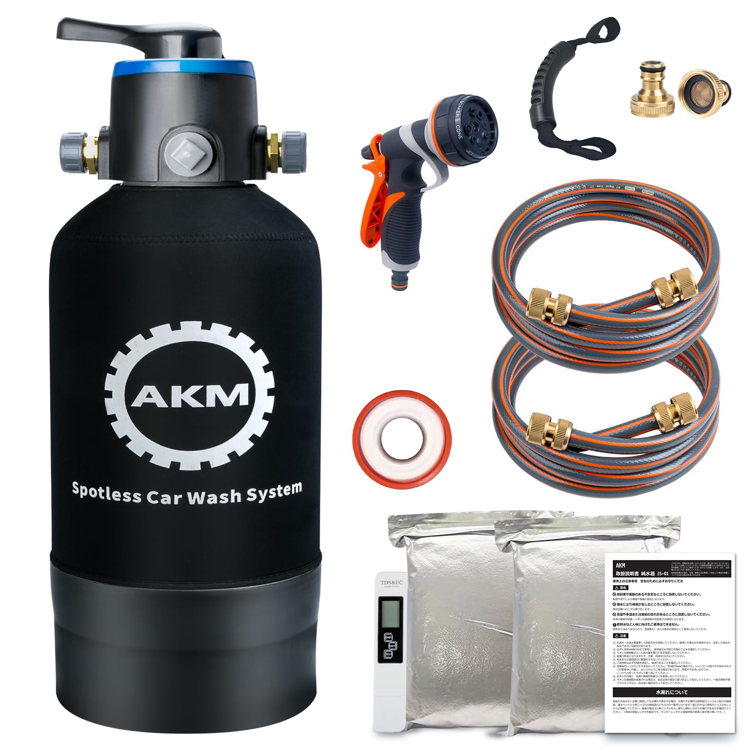 [白柚月]洗車用純水器　イオン交換樹脂10L充填済み　TDSメータ付属 白柚月]洗車用純水器 イオン交換樹脂10L充填済み TDSメータ