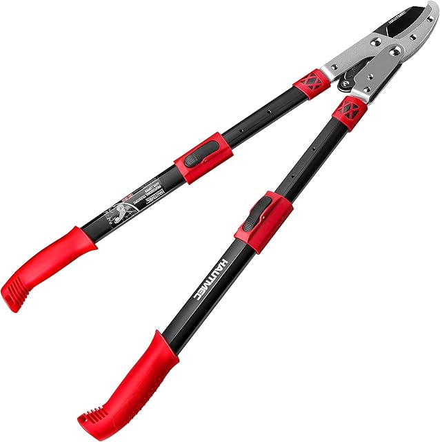 HAUTMEC Extendable 27-37'' Anvil Loppers with Compound Action System, 2 Inch Cut Capacity, Labor-Saving Tree Trimmer, Heavy Duty Thick Branch Garden Pruning Clippers Scissors HT0149-UK