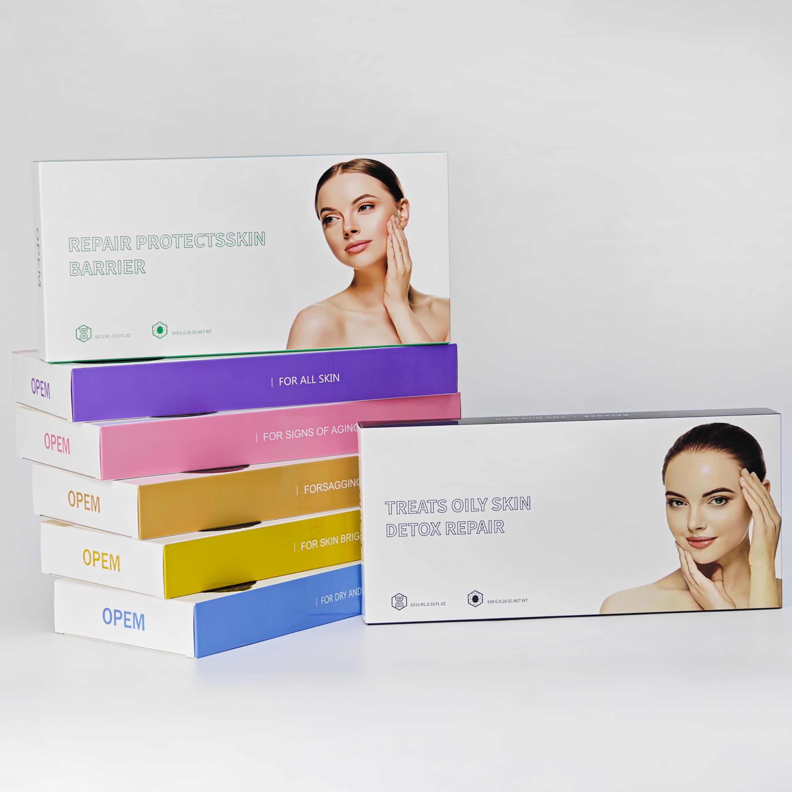 Kit facial CO₂ Elitzia - 6 ensembles/boîte pour machine faciale à oxygène CO₂, régulation des peaux grasses et amélioration de la texture de la peau ETDGEL7 (Formule Régulatrice)
