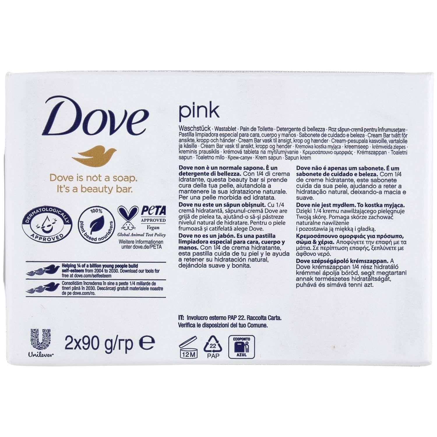 Dove Beauty Cream Bar Seife, fest, verschiedene Düfte, 2 x 90 g (12 Einheiten, Pink)