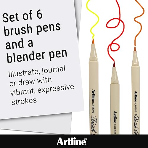 Miniatura 2 de Artline SUPREME - Bolígrafos de pincel | Certificado AP seguro para niños | Tinta resistente a la desenfoque | EPFS-F | Punta de pincel flexible que