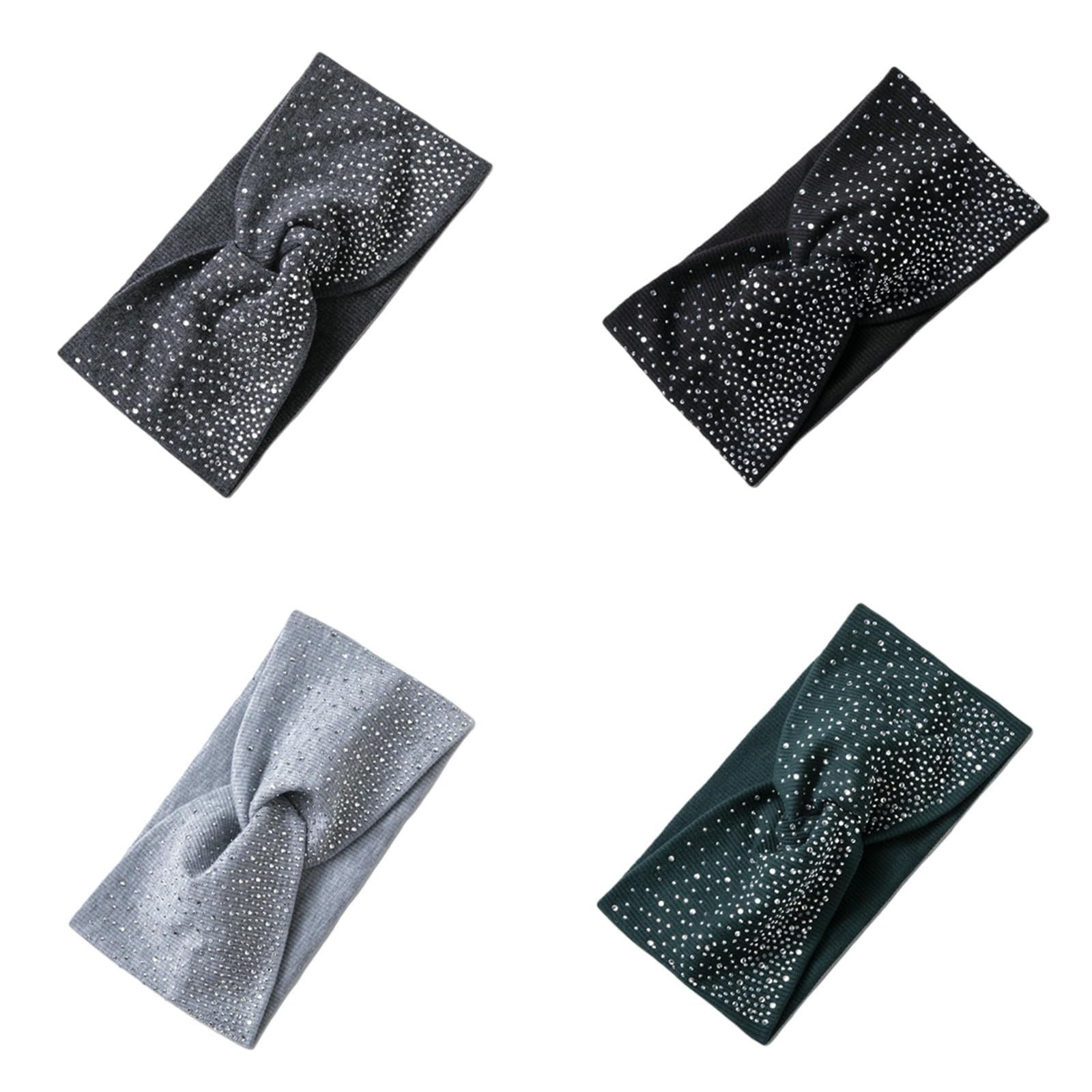 CYUCHENC wide headband 4 Pack Hot Crossover Wide-brim Elastic Rhinestone Fashion Sparkling European And American Hair Accessories-3-four