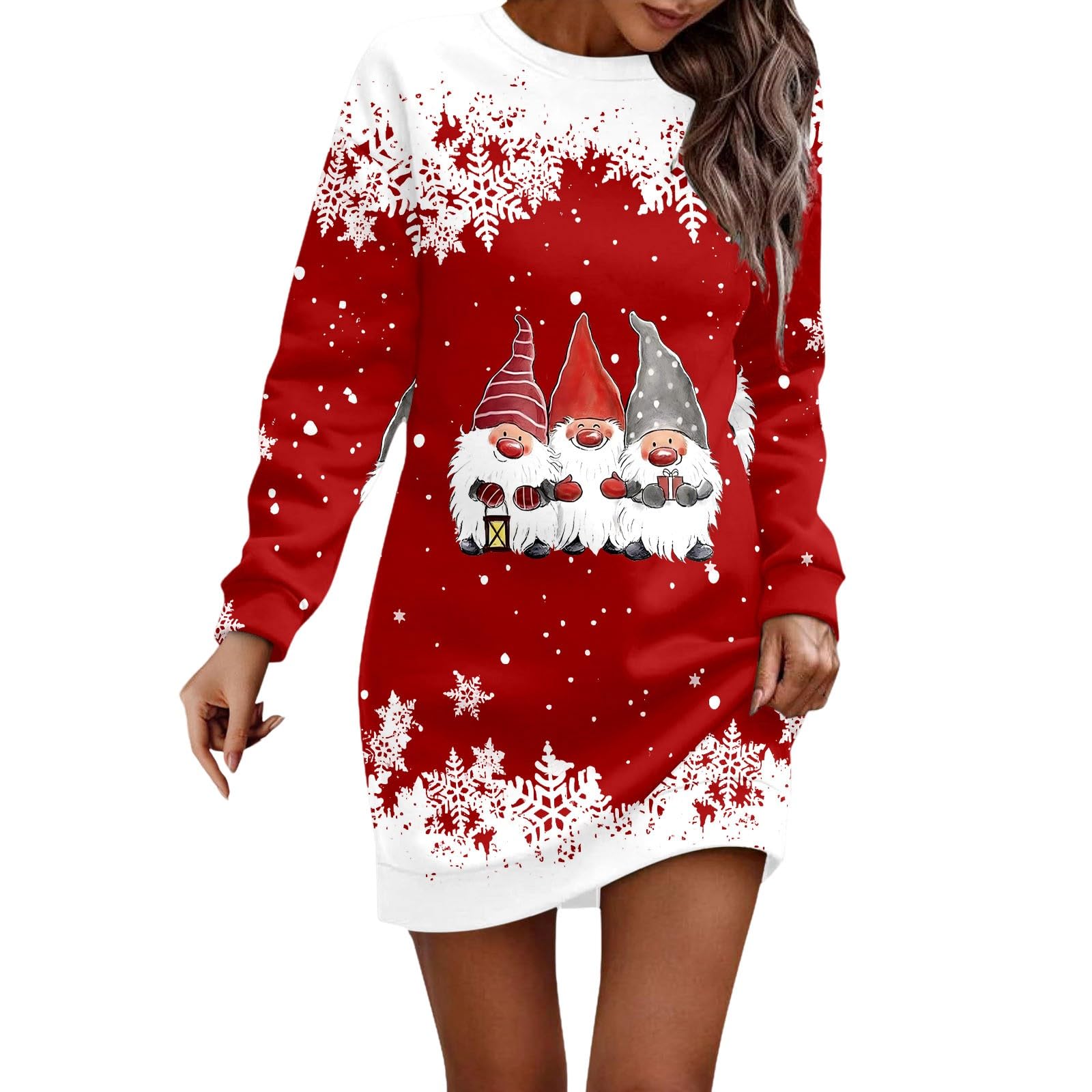 Vestido de Navidad para mujer con capucha sudadera midi cómoda con bolsillos 6