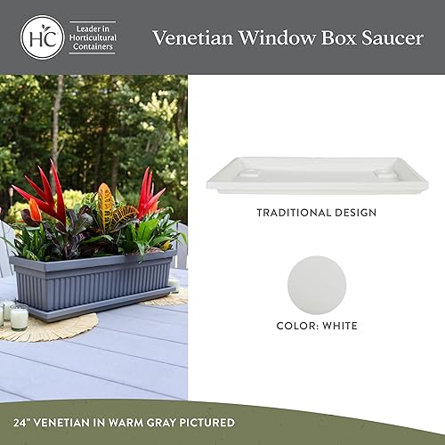 Miniatura 2 de The HC Companies Bandeja Rectangular Veneciana para Plantas - Platillo de Plástico Ligero para Plantas - Bandejas de Goteo para Plantas para Drenaje