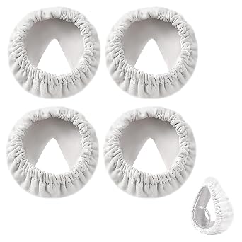 NIYATA 4Pcs Reusable CPAP Mask Liners, Soft Cotton Fabric Full Face Cushion Cover for Most Full Face Masks (Around Nose & Mouth), Machine Washable, One-Size-Fits-Most, White