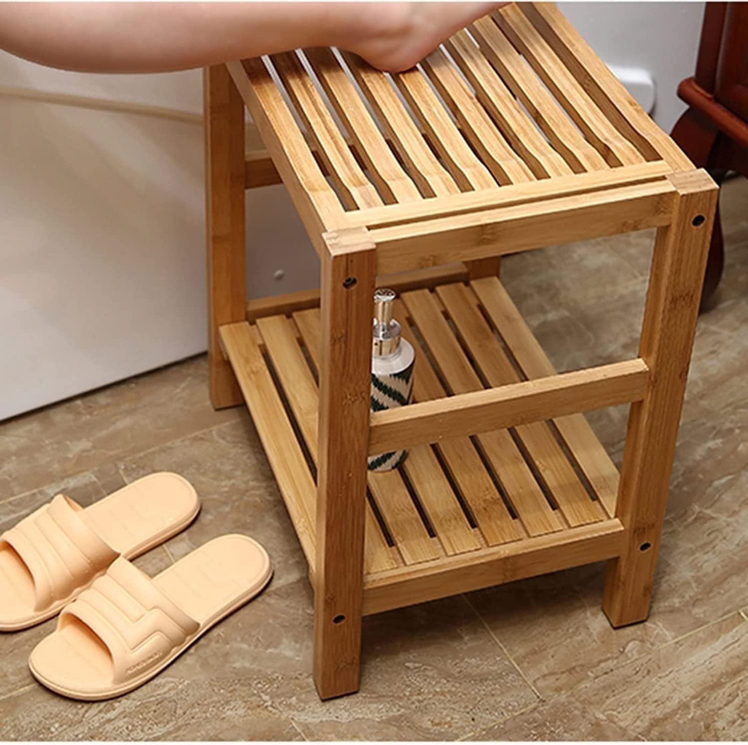 Sgabelli per doccia Sgabello da Bagno Sgabello da bagno in bambù premium: design impermeabile, robusto ed elegante per il massimo comfort e sicurezza nella doccia o nel bagno WEWYQSJXBXF-31116