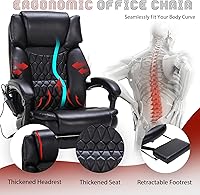 Vista 7 de Massage Office Chair with Foot Rest 6 Points Vibration and Heat Home Office Desk Chairs for Heavy People 400lbs Reclining Managerial Chairs
